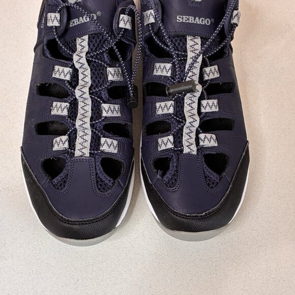 Sebago Cyphon Sea Fisherman Sandal Mens 11.5 Navy Blue Nubuck Upper Bungee - Picture 3 of 11